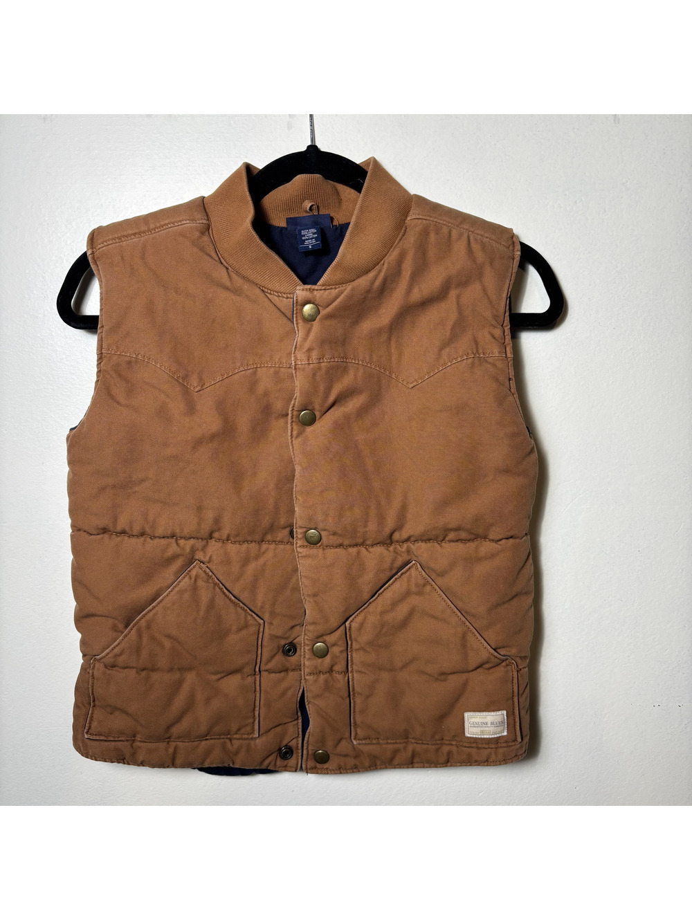 Genuine Blues Western Puffer Vest Brown Cotton Small Y2K